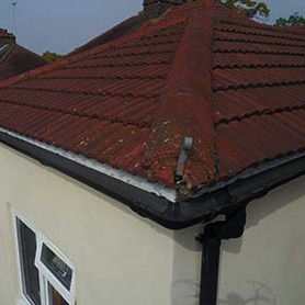 Close-up of damaged roof